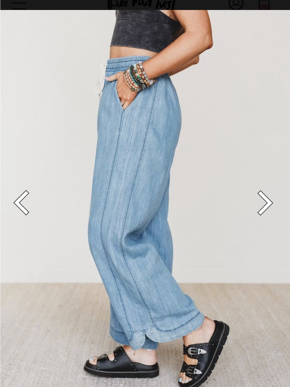 Three Bird Nest So Comfy Wide Leg Denim Pant- Light Indigo. - Picture 2 of 7